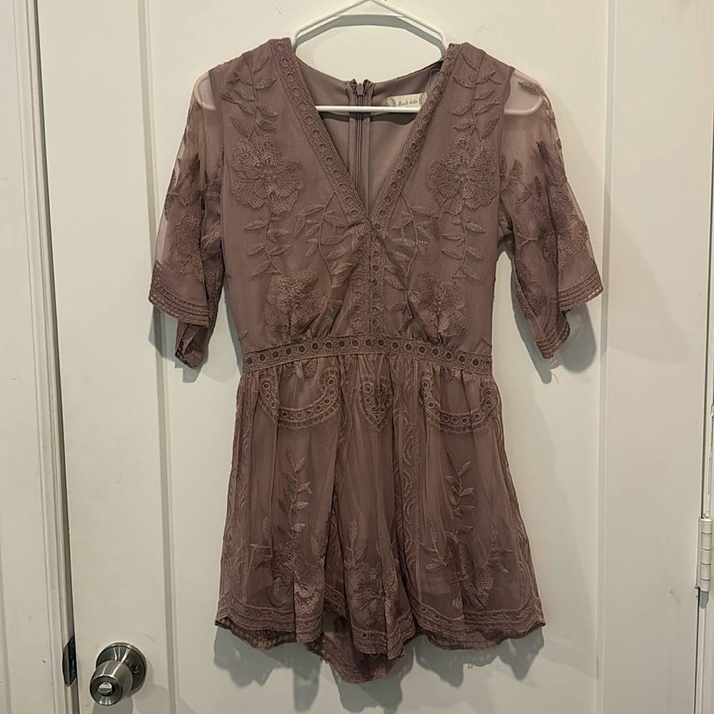 Altar’d State Mauve Purple Lace Romper
